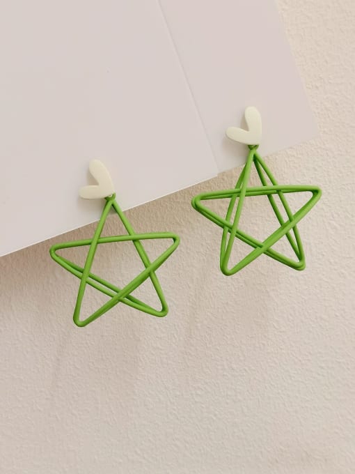 Green [ear pin style] Brass Star Minimalist Drop Earring